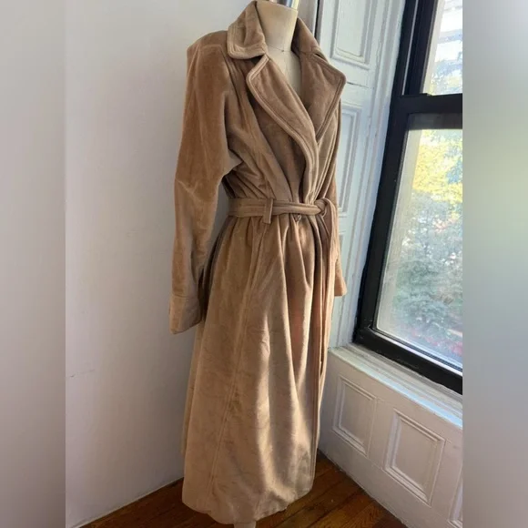 Camel Cashmere Maxi Trench Coat Long Belted Wrap Robe Winter Coat - Picture 6 of 15
